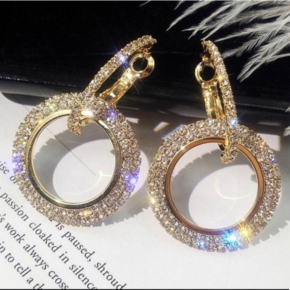 Gold Plated Crystal Hoop Earrings - Picture 4 of 9